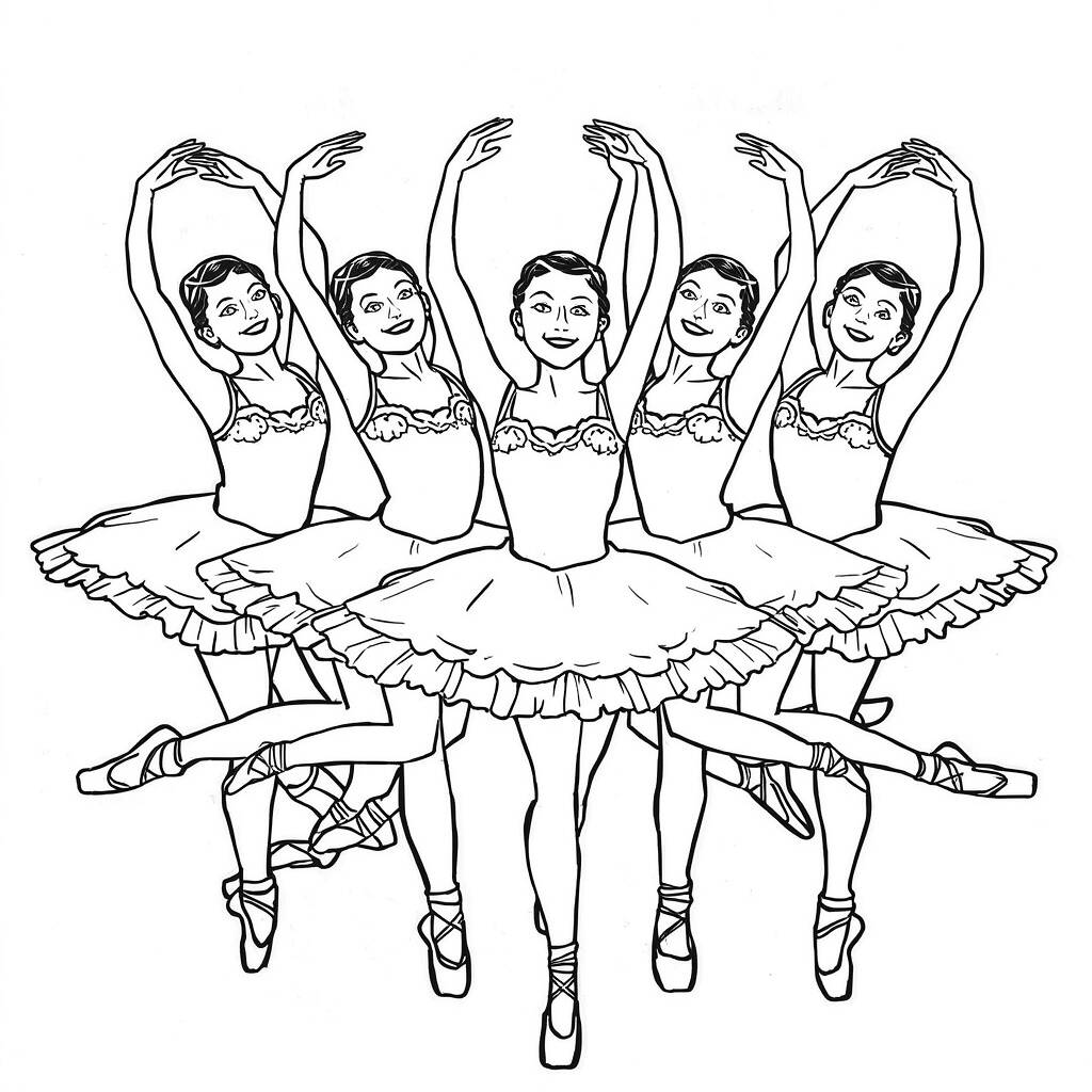 Ballerina Coloring Page with Friends