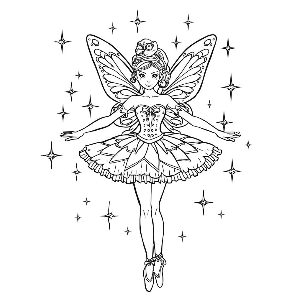 Desenho de Bailarina para Colorir com Fantasia