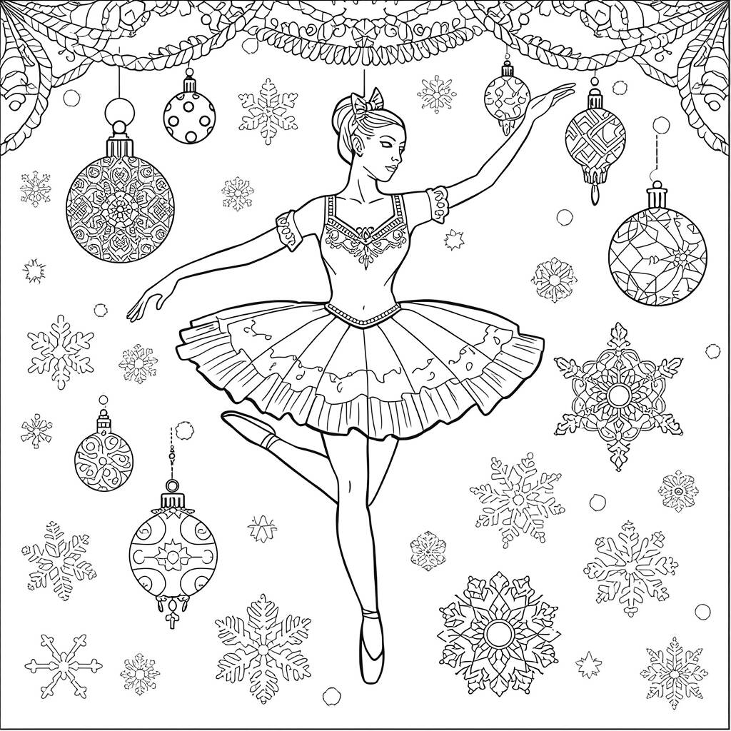 Ballerina Coloring Page for Christmas