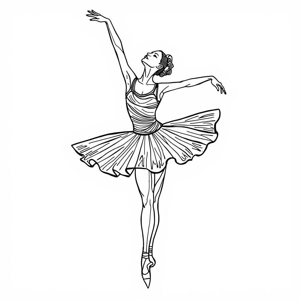 Desenho de Bailarina para Colorir em Estilo Abstrato