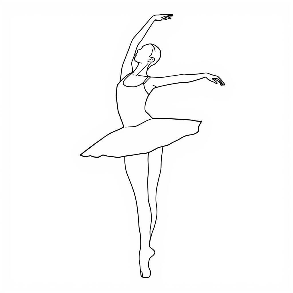 Desenho de Bailarina para Colorir em Estilo Minimalista