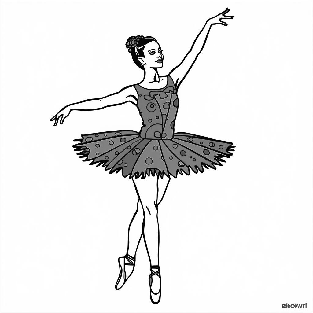 Desenho de Bailarina para Colorir em Estilo Pop Art