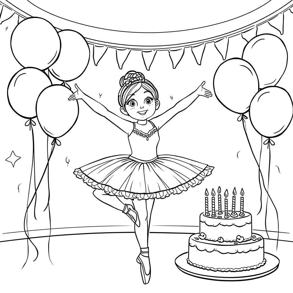 Desenho de Bailarina para Colorir em Festa