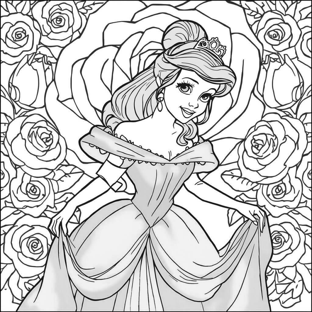 Desenho de Bela de A Bela e a Fera para Colorir