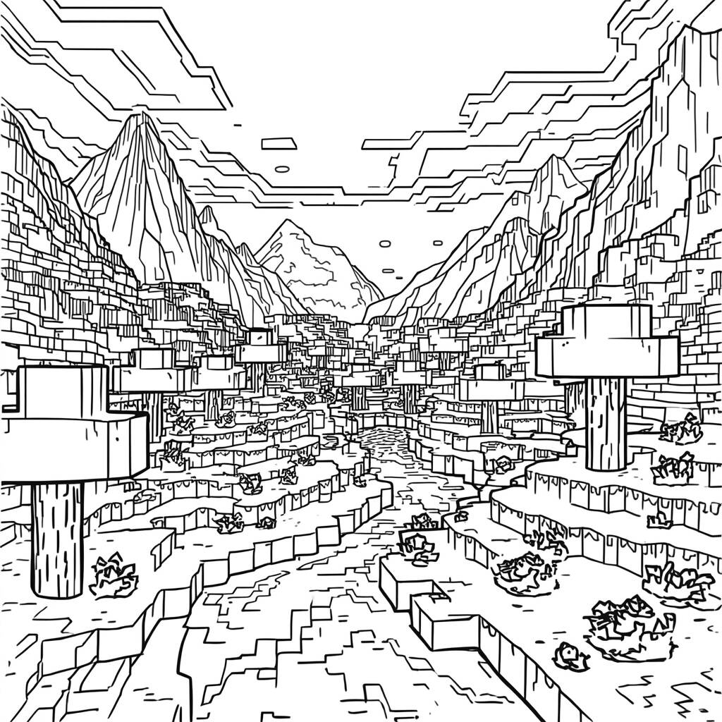 Desenho de Bioma do Minecraft para Colorir