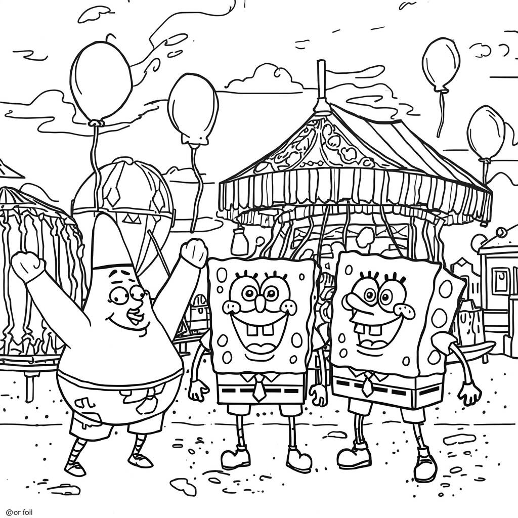 Desenho de Bob Esponja e os Amigos para Colorir