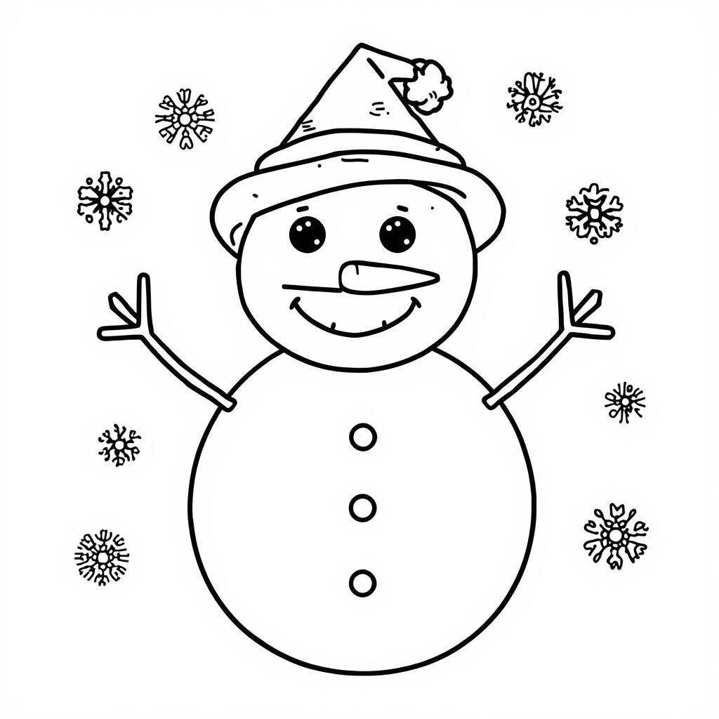 Funny Snowman Coloring Page