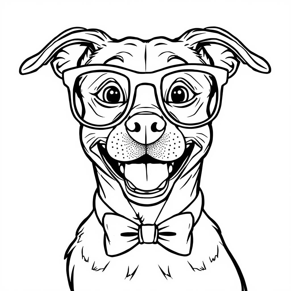 Desenho de Cachorro com Óculos para Colorir
