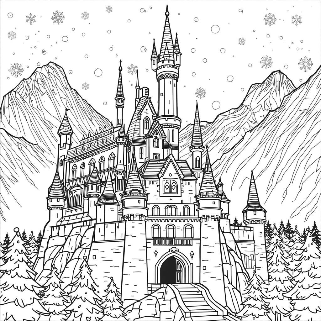 Desenho de Castelo de Arendelle do Frozen para Colorir