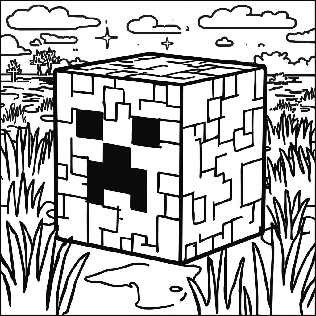 Desenho de Creeper do Minecraft para Colorir
