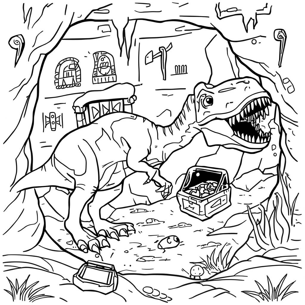 Desenho de Dinossauro em Aventura para Colorir