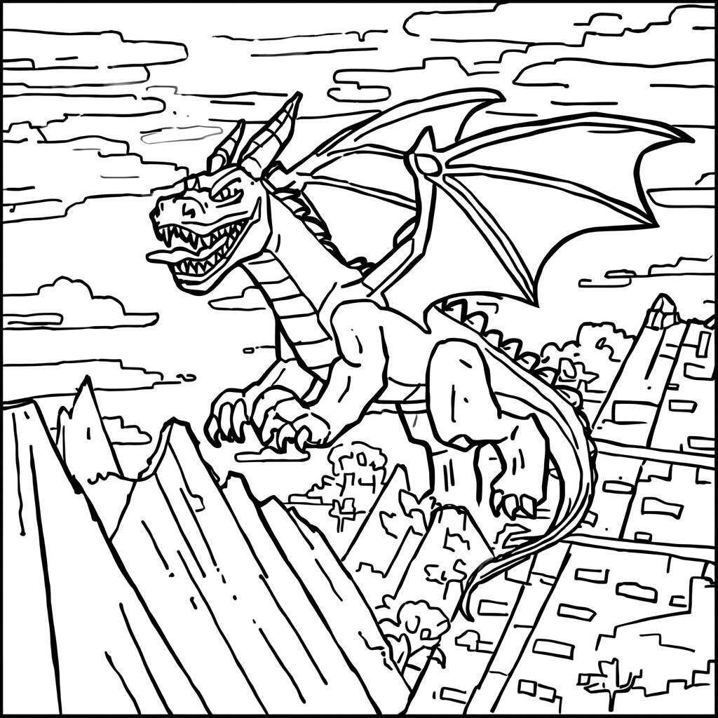 Desenho de Dragão do Minecraft para Colorir