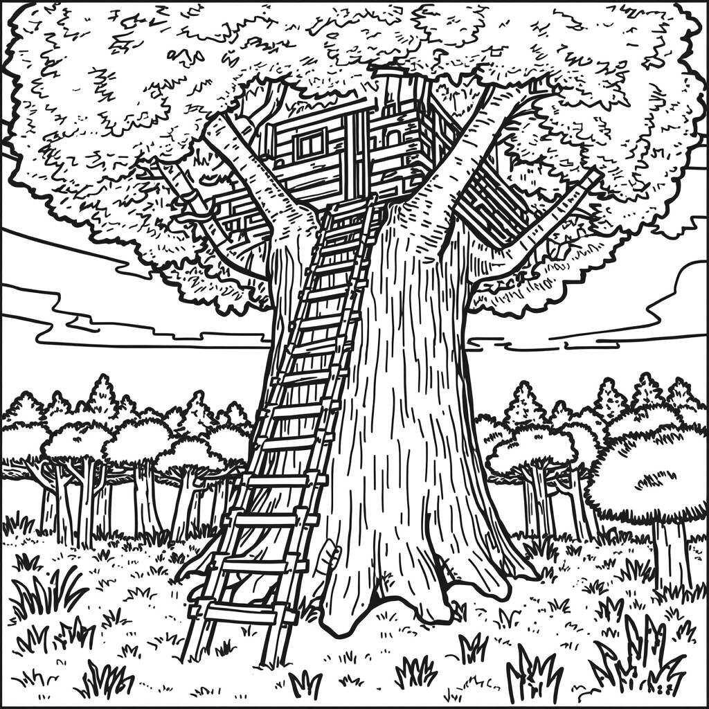 Desenho de Escada do Minecraft para Colorir