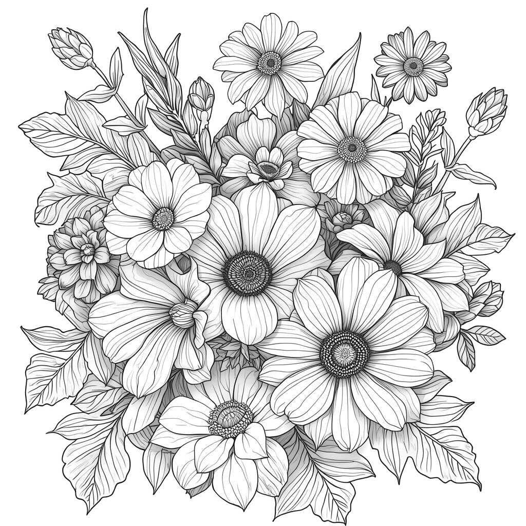 Desenho de Flor Realista para Colorir