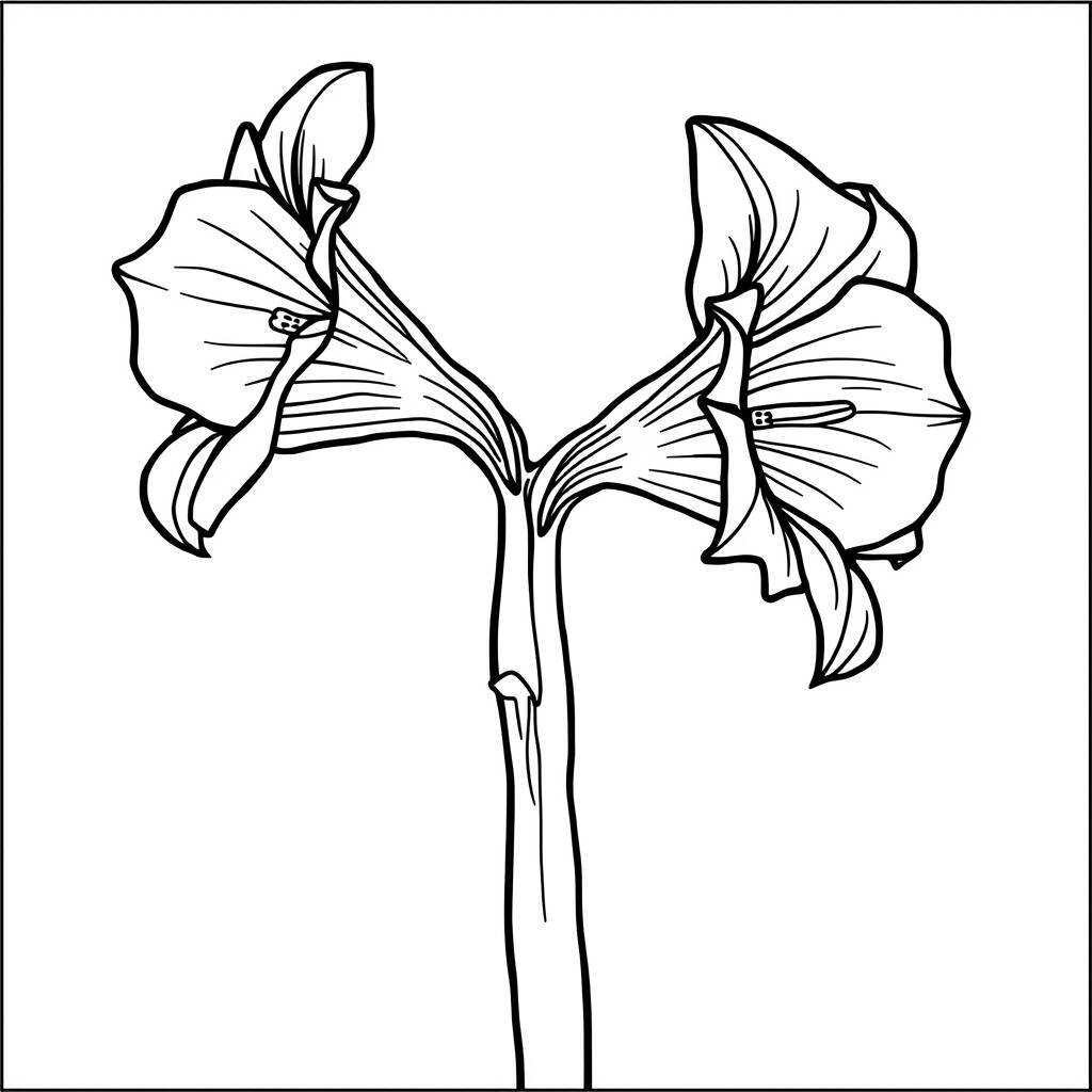 Desenho de Flor de Amaryllis para Colorir