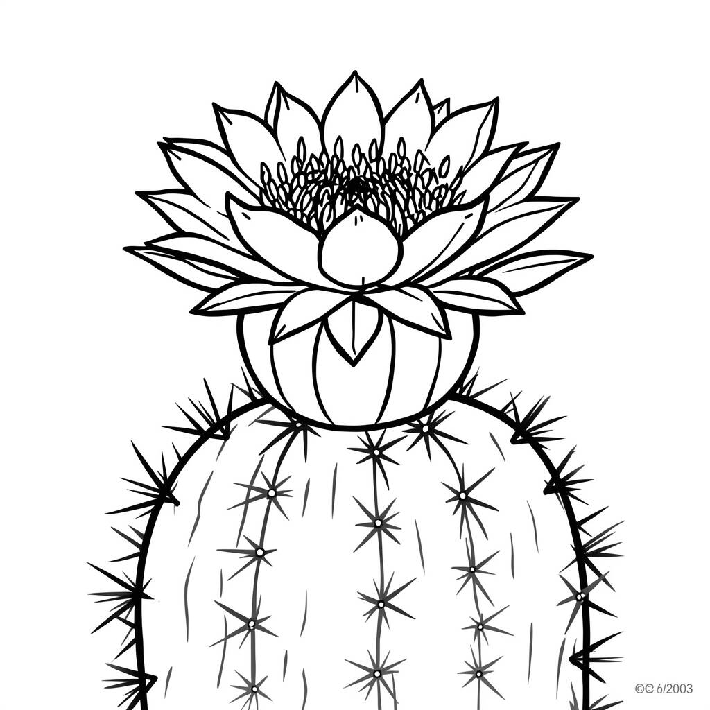 Desenho de Flor de Cacto para Colorir