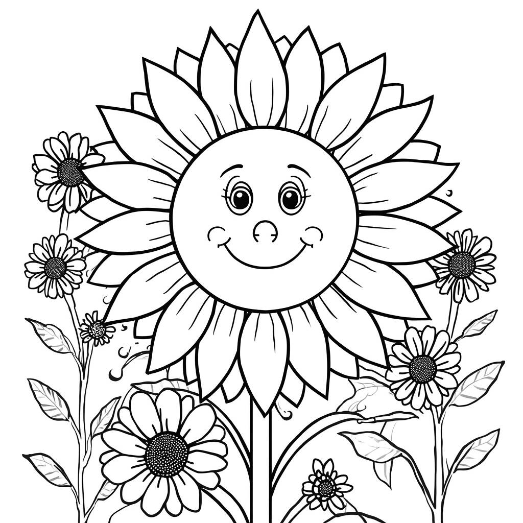 Desenho de Flor de Girassol para Colorir