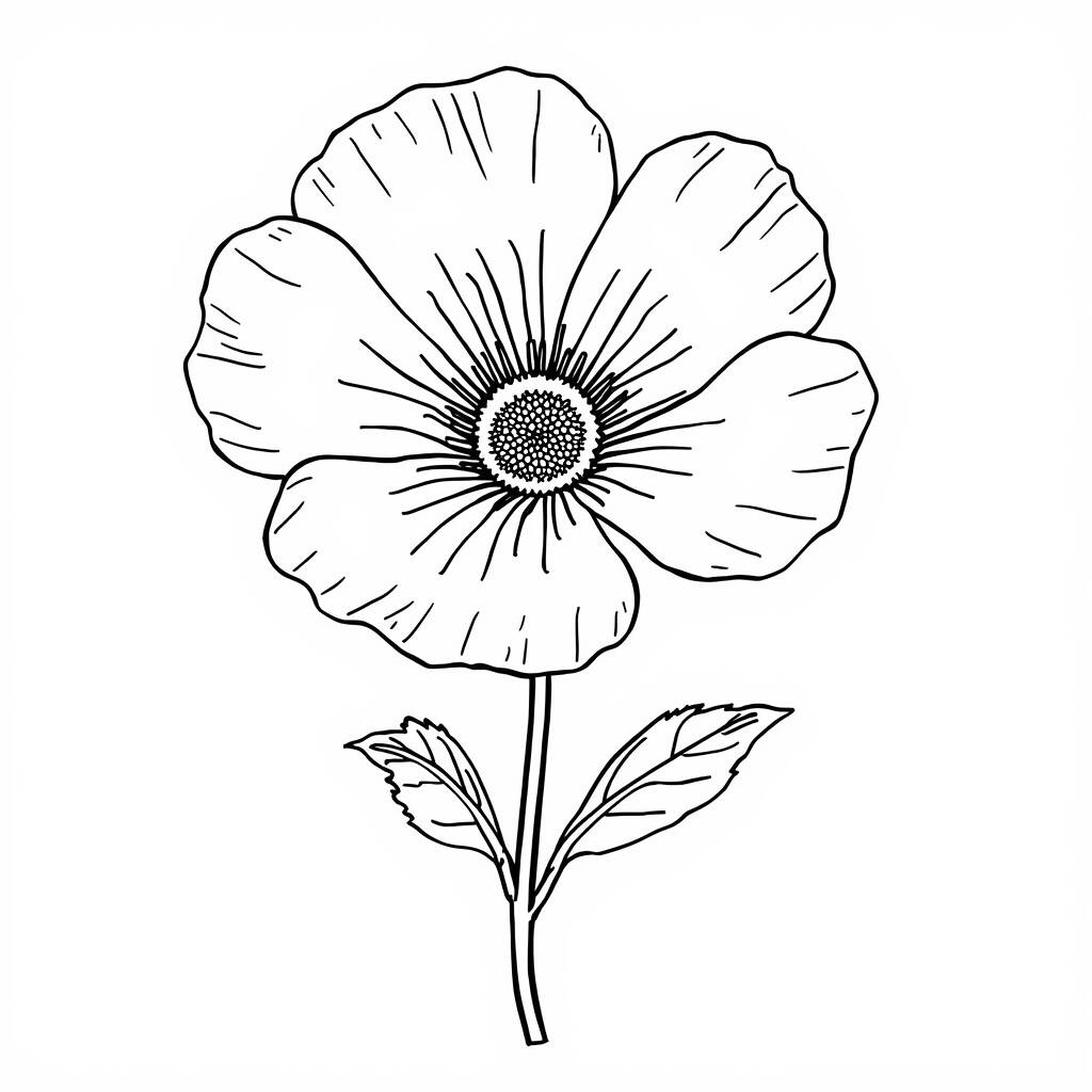 Desenho de Flor de Malva para Colorir
