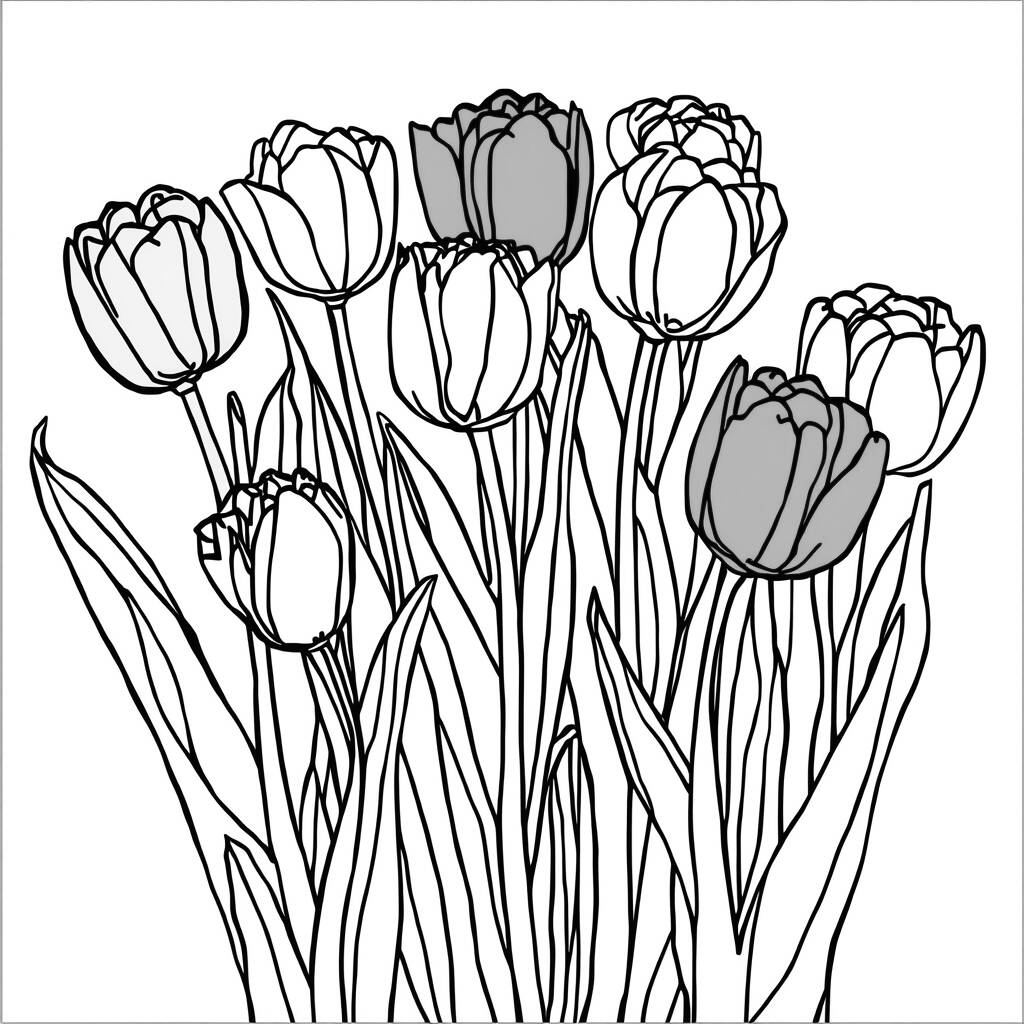 Desenho de Flor de Tulipa para Colorir