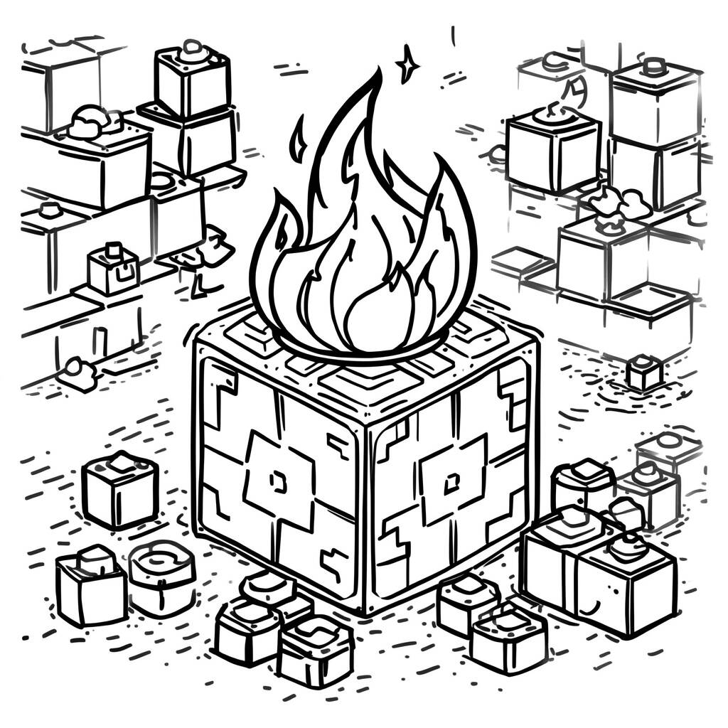 Desenho de Fogo do Minecraft para Colorir