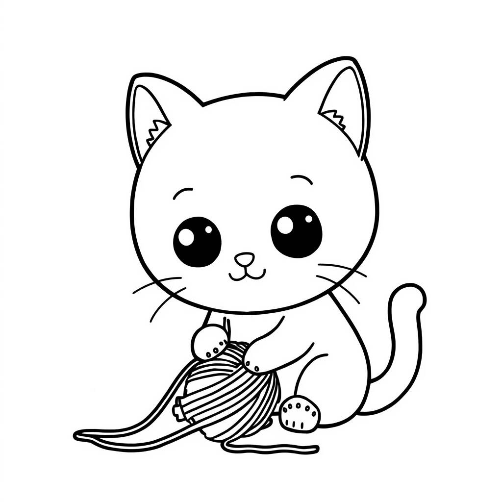 Desenho de Gato Chibi para Colorir