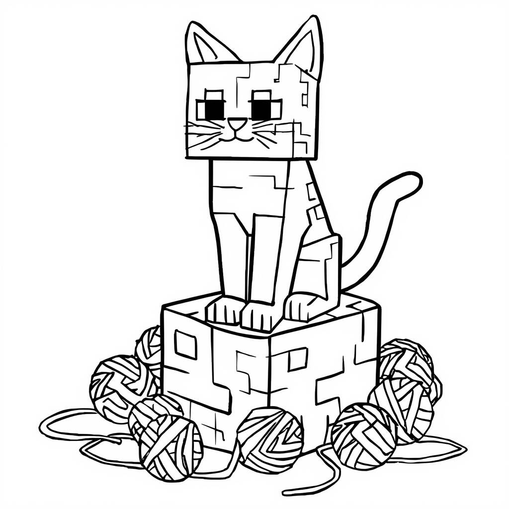 Desenho de Gato do Minecraft para Colorir