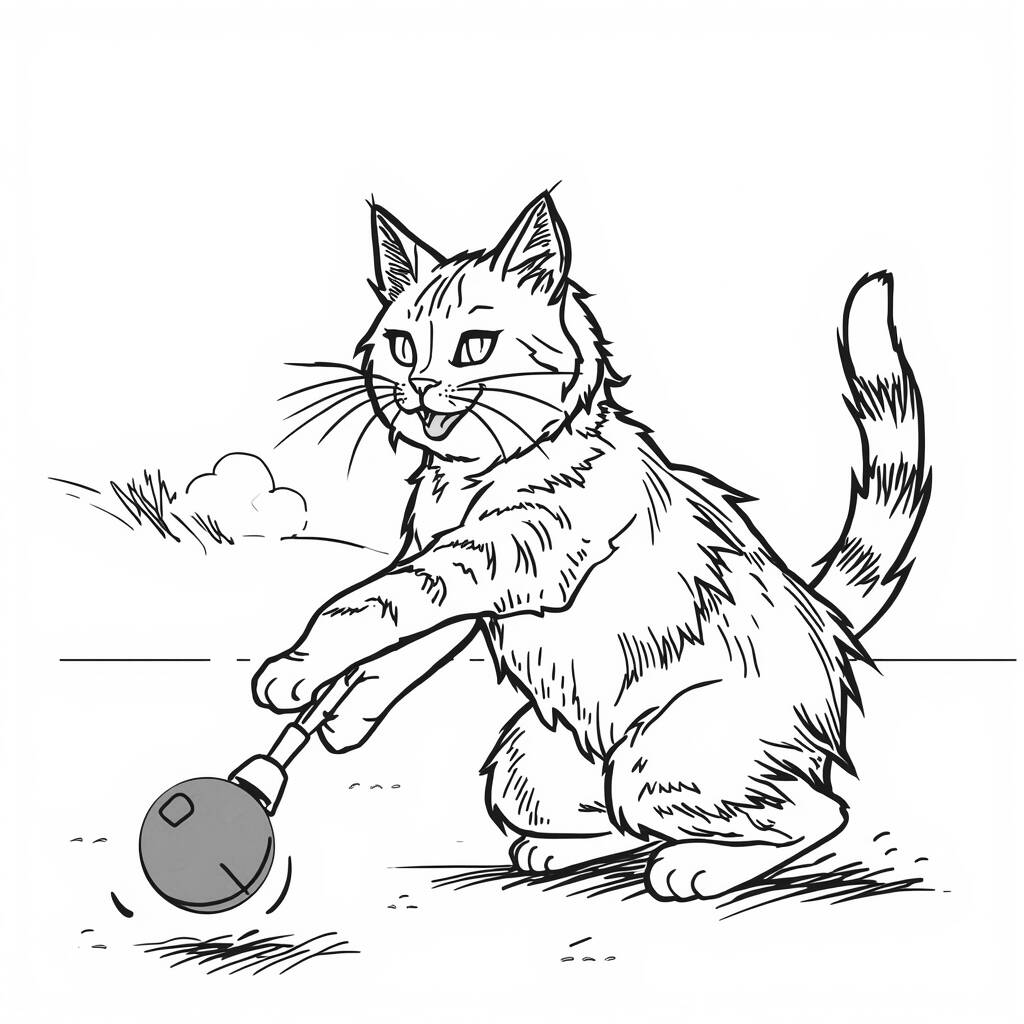 Desenho de Gato e Laranja para Colorir