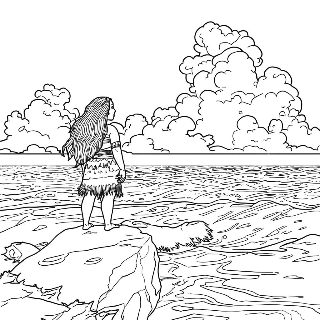Desenho de Moana e a Grande Maré para Colorir