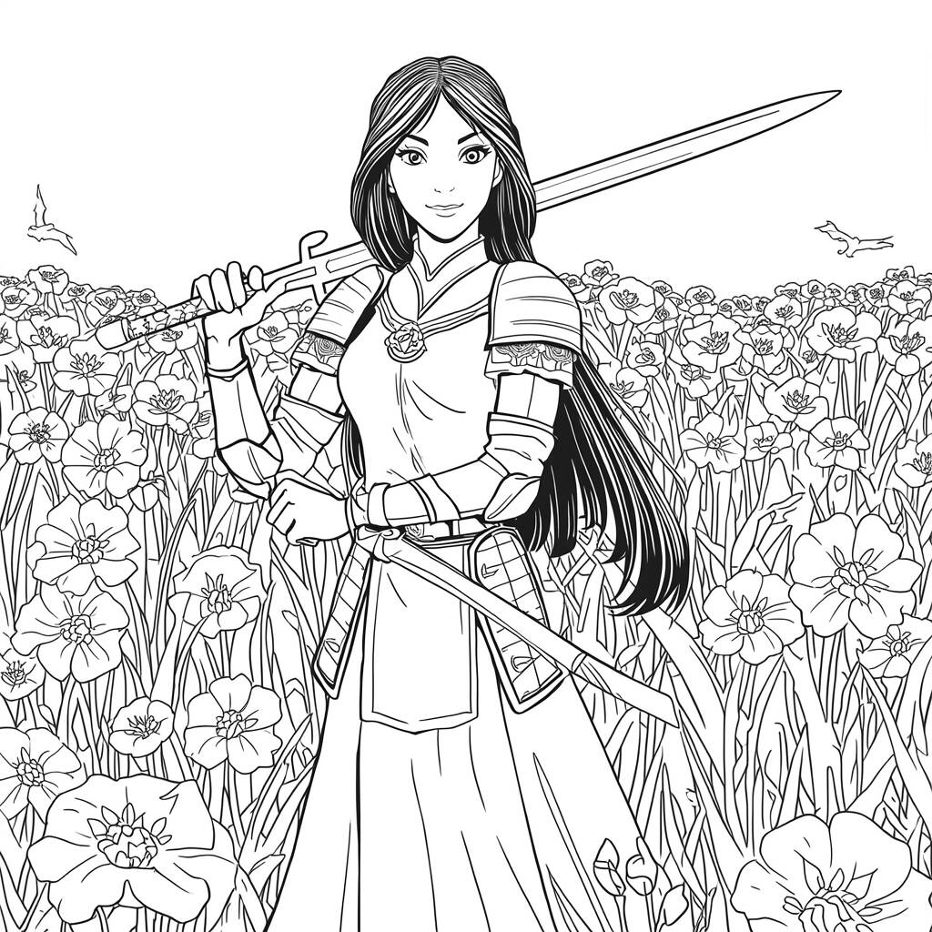 Desenho de Mulan para Colorir