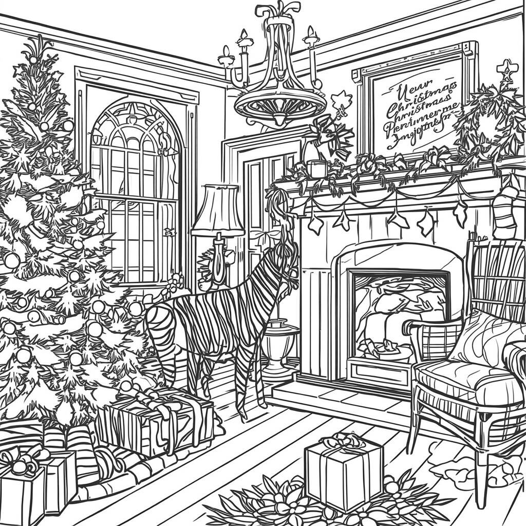 Desenho de Natal Vintage para Colorir