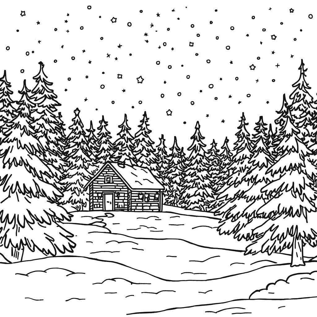 Desenho de Paisagem de Natal Nevada para Colorir
