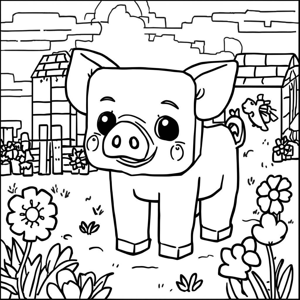 Desenho de Pig do Minecraft para Colorir