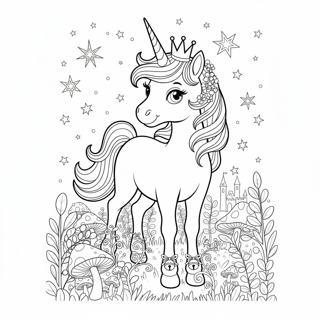 Desenho de Princesa Unicórnio para colorir