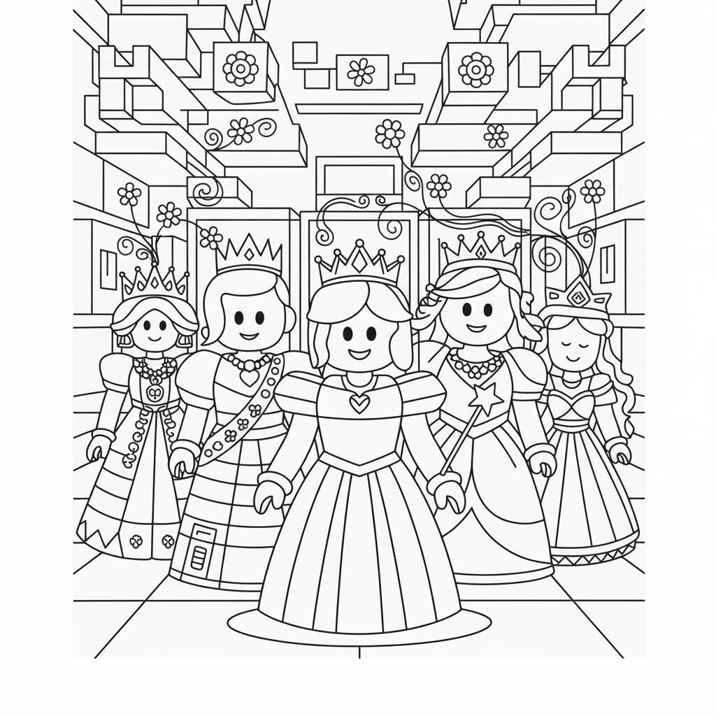 Desenho de Princesas em festa para colorir