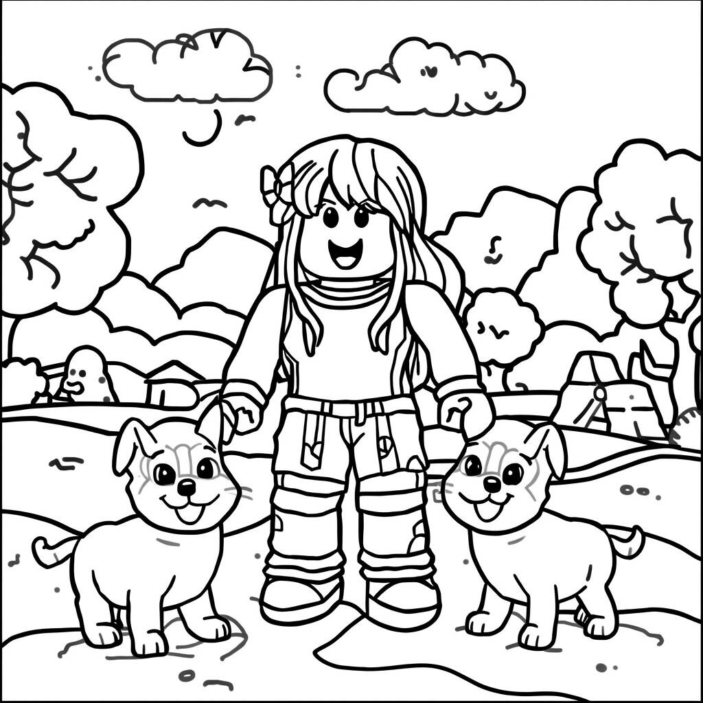 Desenho de Roblox para Colorir com Animais