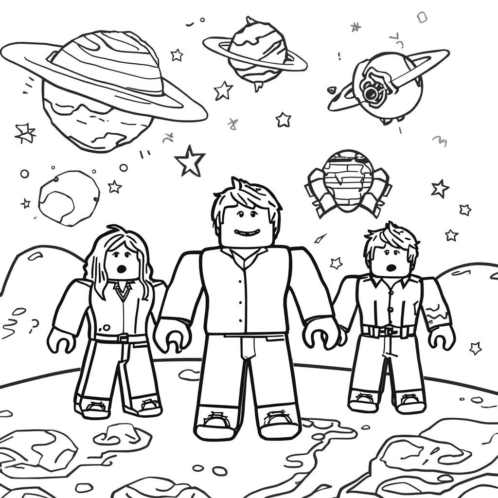 Roblox Coloring Page with Space Adventure
