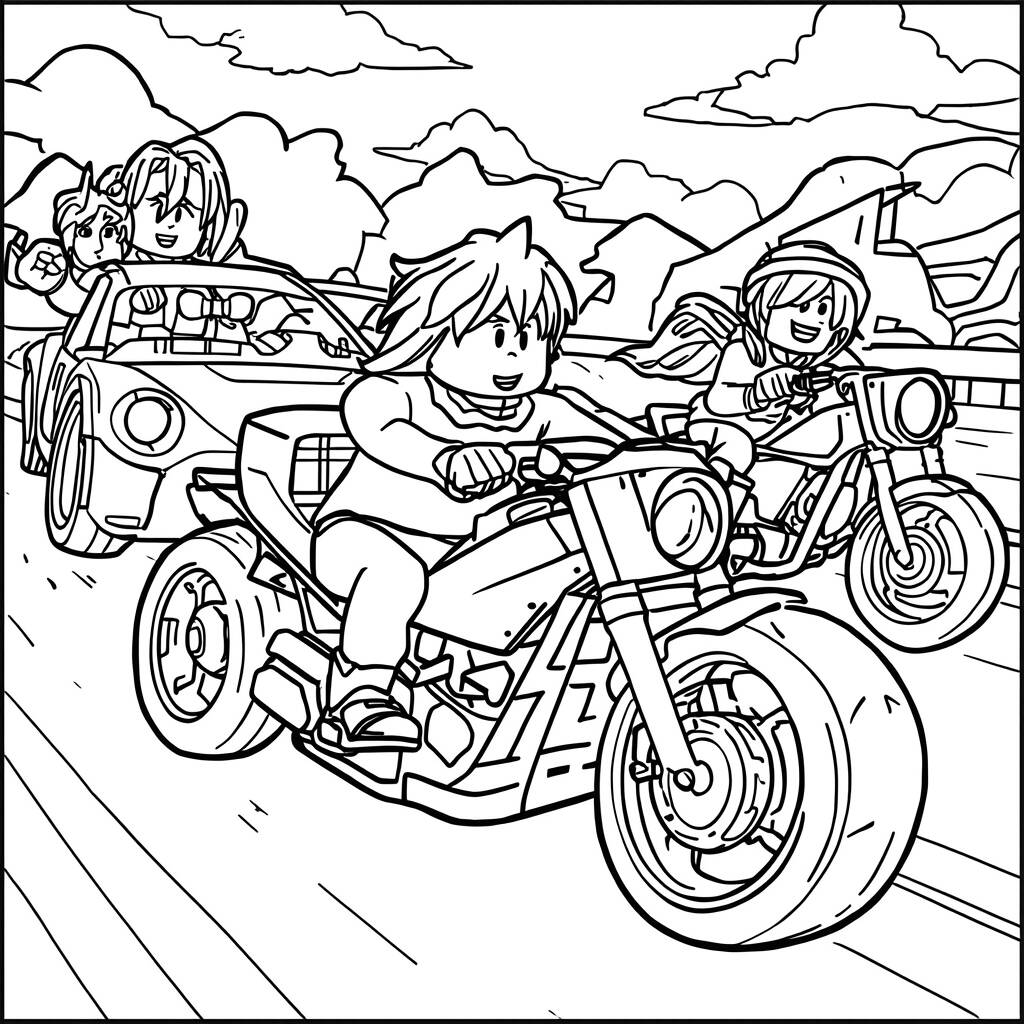 Desenho de Roblox para Colorir com Veículos