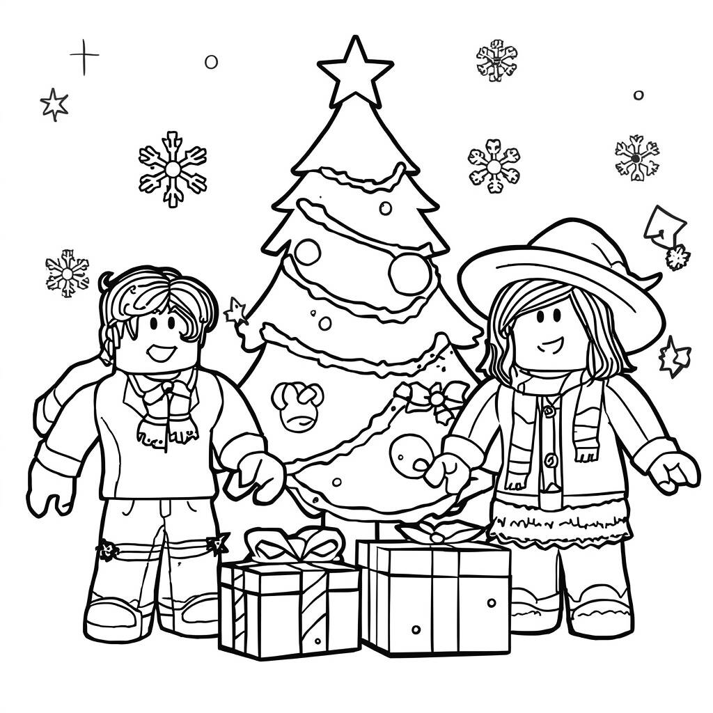 Desenho de Roblox para Colorir de Natal