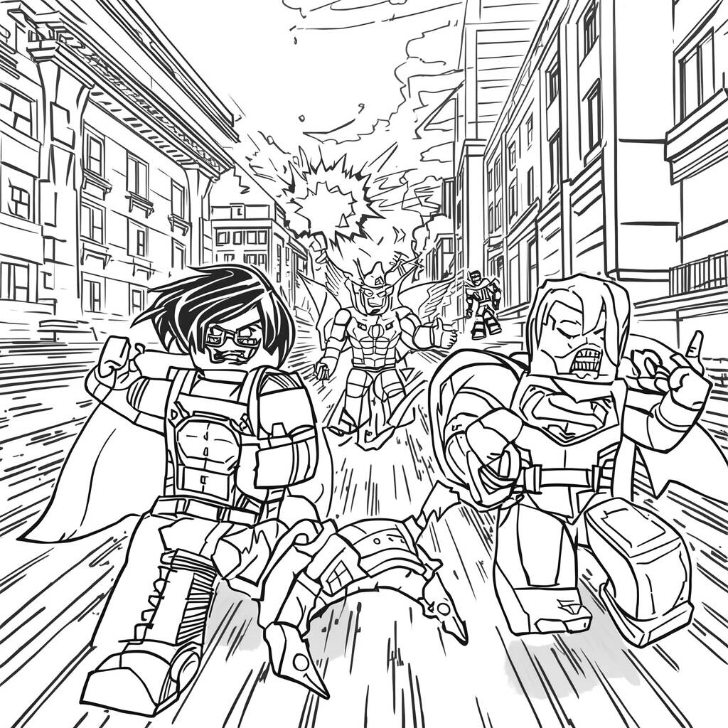 Desenho de Roblox para Colorir de Super-Heróis em Ação