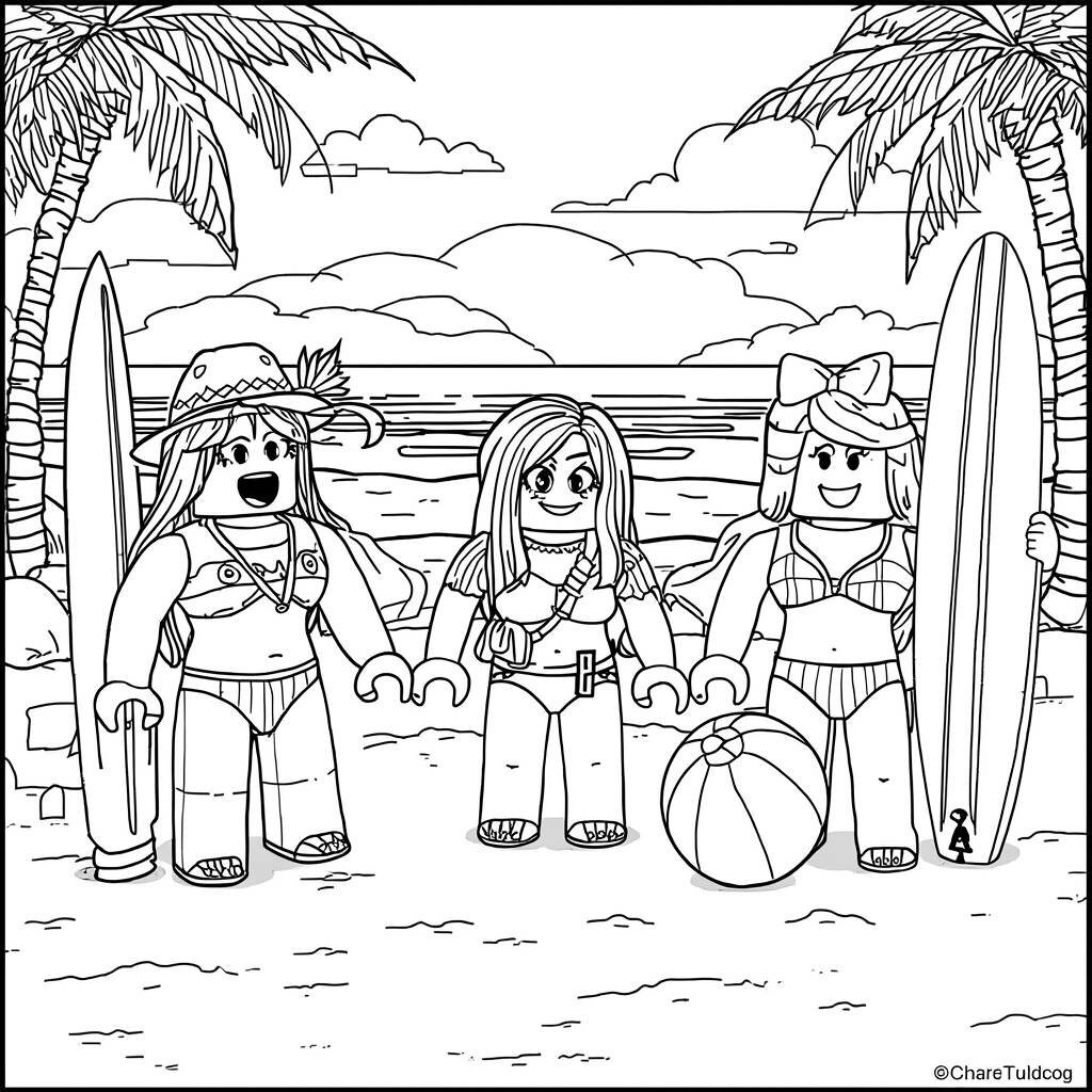 Desenho de Roblox para Colorir no Verão