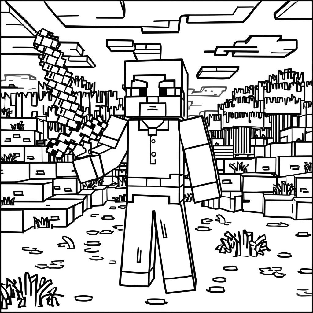 Desenho de Steve do Minecraft para Colorir