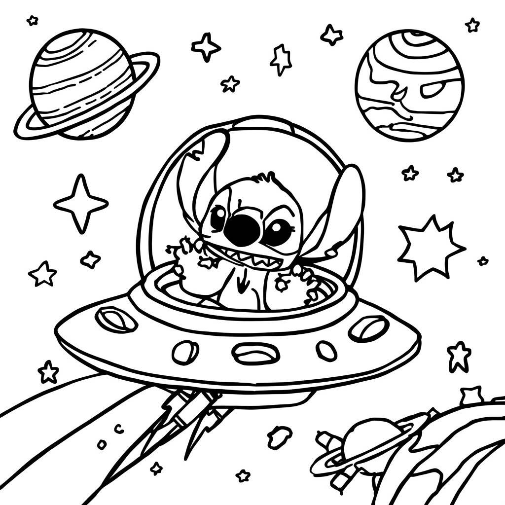 Desenho de Stitch e o Espaço para Colorir