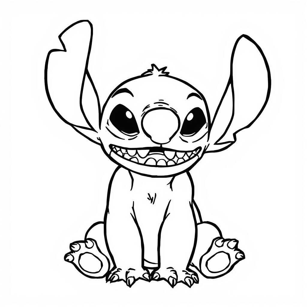 Desenho de Stitch para Colorir em Estilo Simples