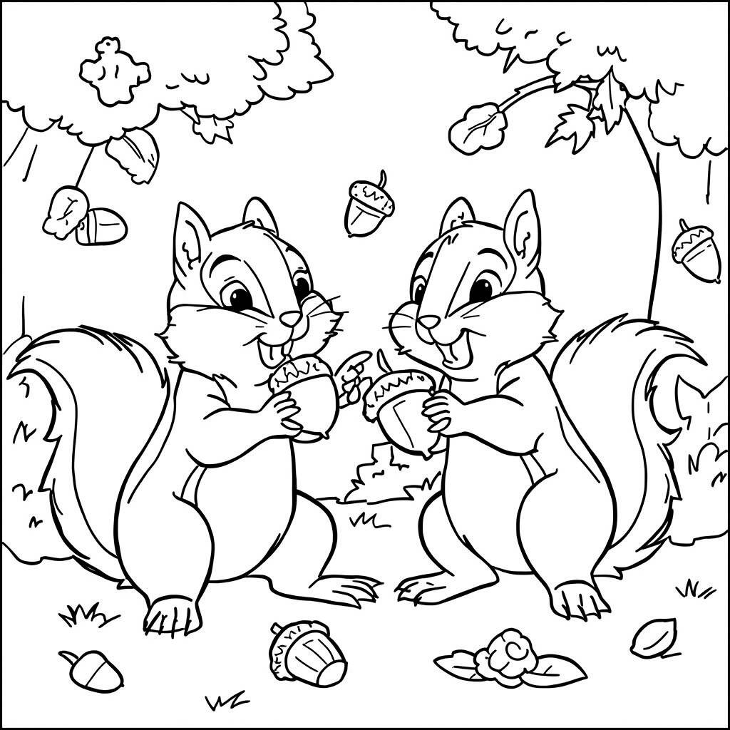 Desenho de Tico e Teco para Colorir