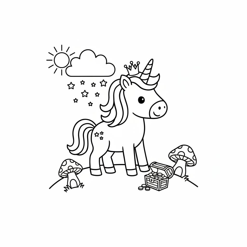 Desenho de Unicórnio fofo para colorir