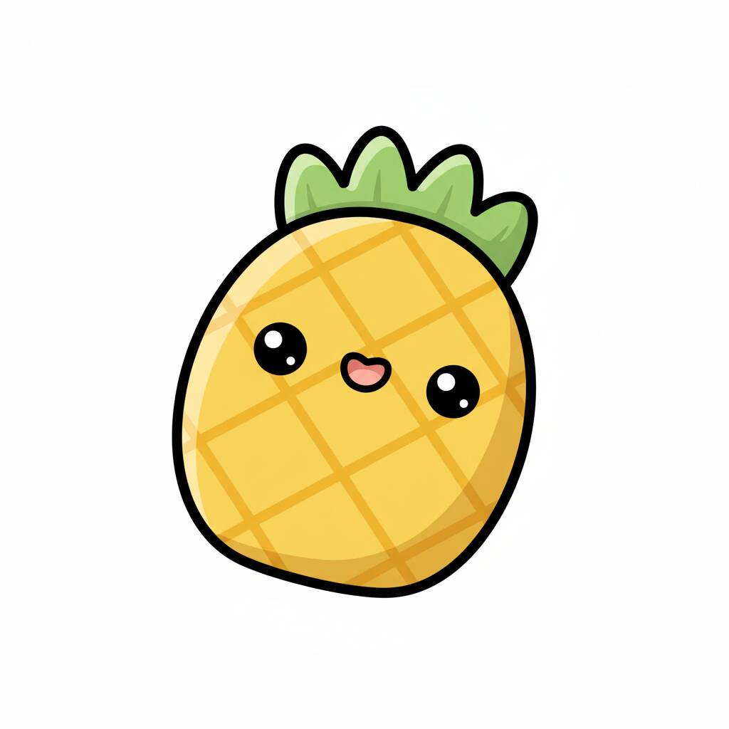 Desenho de abacaxi sorridente para colorir