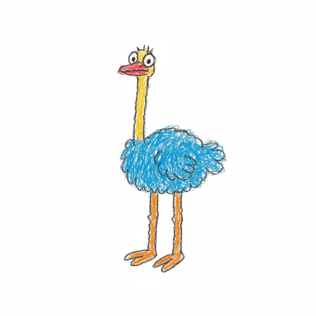 Desenho de avestruz colorido para colorir