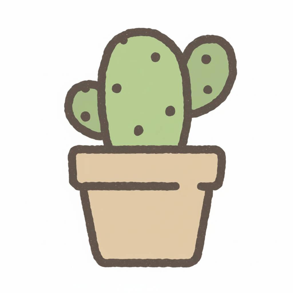 Desenho de cacto fofo em vaso para colorir