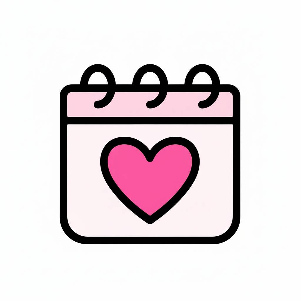 Desenho de calendário fofo com coração para colorir