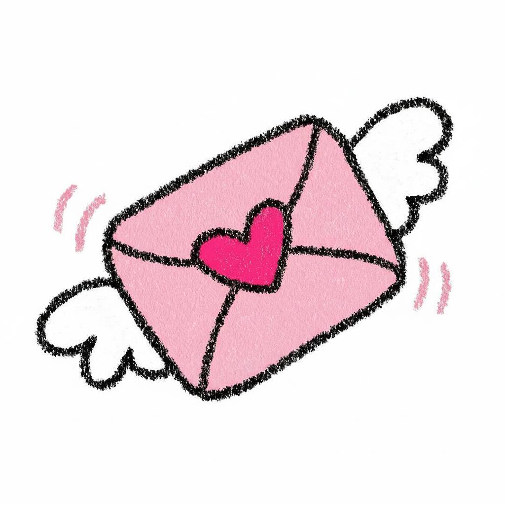 Desenho de carta de amor com asas para colorir